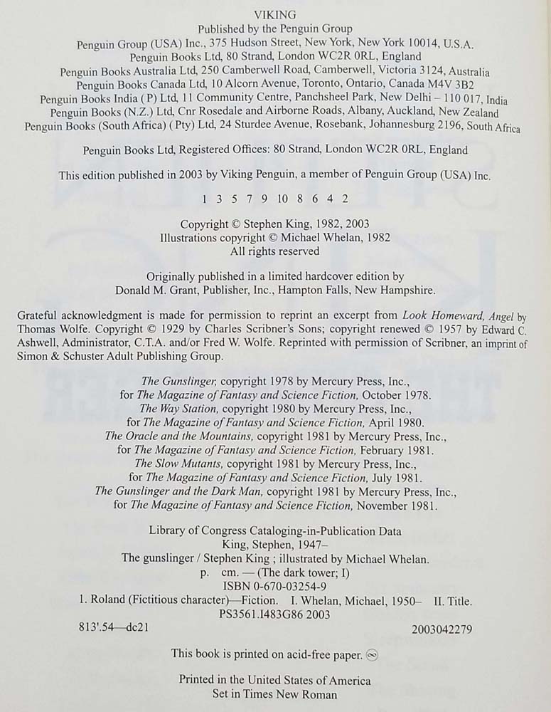 The Gunslinger - Stephen King 2003 | 1st Edition | Rare First Edition ...